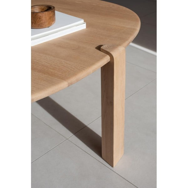 Кръгла масичка за кафе от масивен дъб в естествен цвят ø 100 cm Kulin – Gazzda-image-2