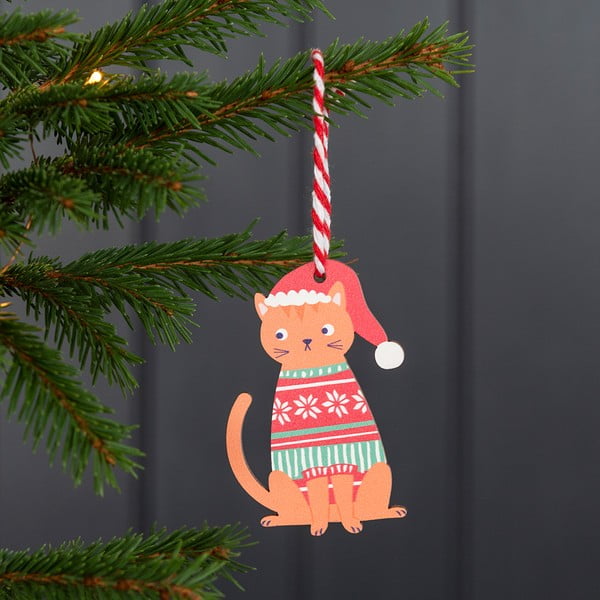 Дървена коледна украса 5 cm Ginger Cat – Rex London-image-1