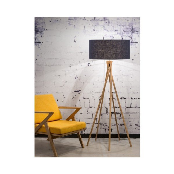 Подова лампа със син абажур и бамбукова конструкция Kilimanjaro - Good&Mojo-image-3