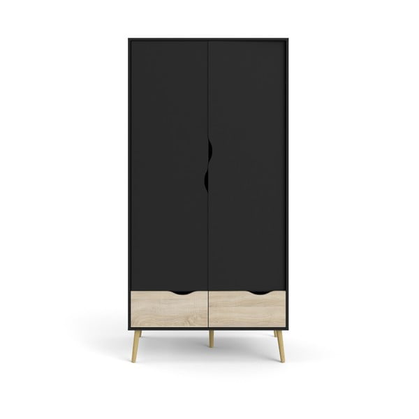 Черен гардероб 99x200 cm Oslo - Tvilum
