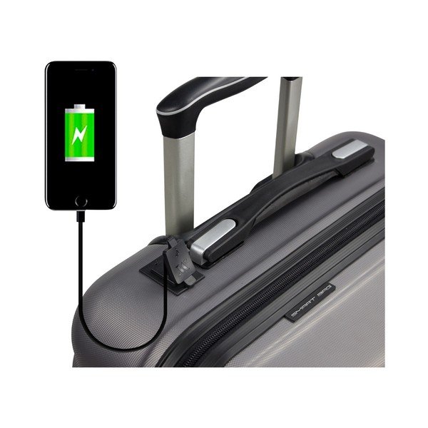 Комплект от 2 сиви пътнически куфара на колелца с USB портове My Valice LASSO Cabin & Medium - Myvalice-image-4