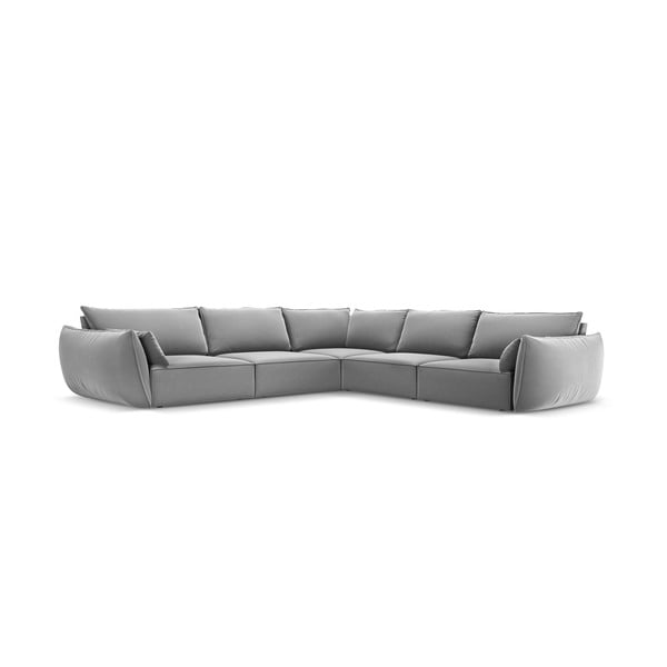 Светлосив кадифен ъглов диван Vanda – Mazzini Sofas-image-2