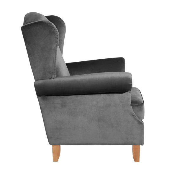 Антрацитно кадифено кресло Eared Velvet Verita - Max Winzer-image-3