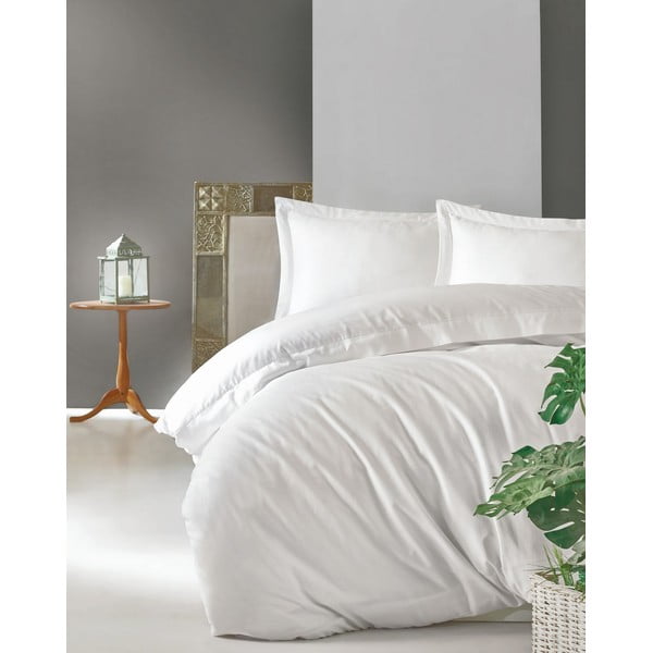 Бяло памучно спално бельо от сатен за двойно легло , 240 x 260 cm Elegant - Mijolnir