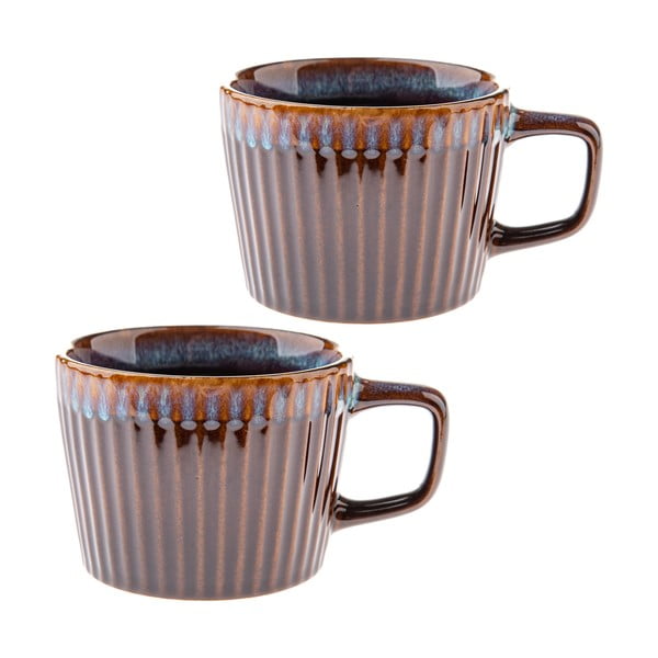 Сини/кафяви глинени чаши в комплект 2 бр. за капучино 190 ml Tone – Dakls