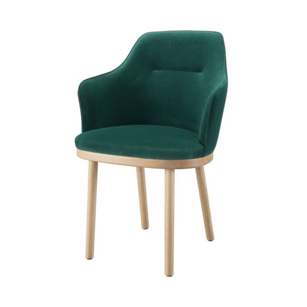 Tmavě zelená židle s područkami a nohami z dubového dřeva Wewood - Portuguese Joinery Sartor
