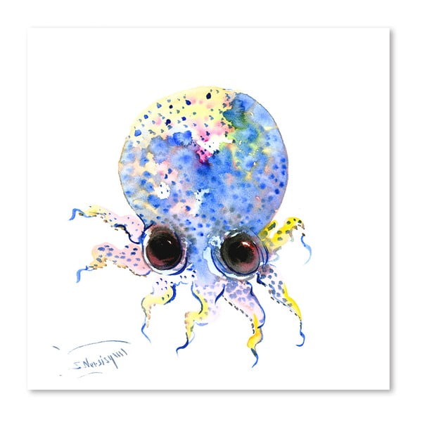 Autorský plakát Blue Octopus od Surena Nersisyana, 30 x 21 cm