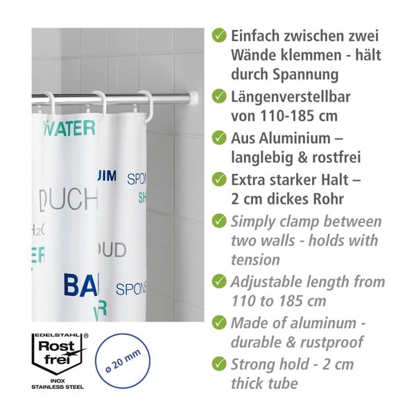 Прът за душ завеса в сребрист цвят 110 - 185 cm – Wenko-image-3