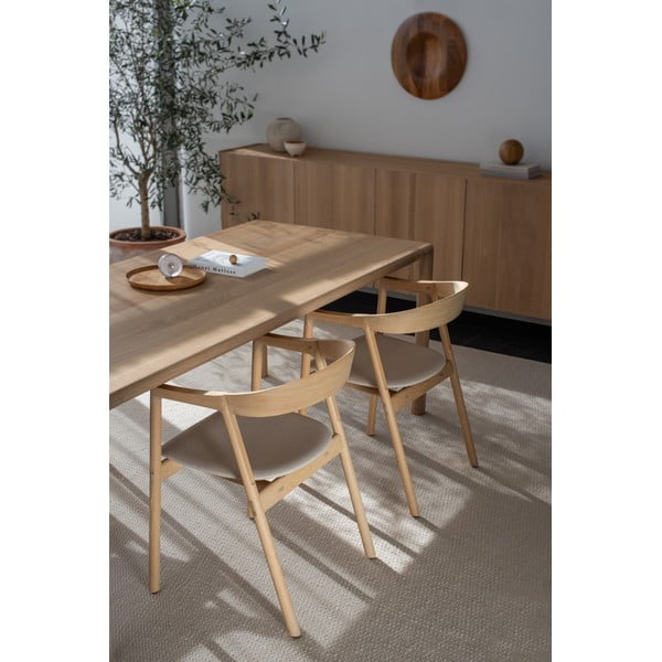 Трапезен стол от масивна дъбова дървесина със синьо-сива седалка Muna - Gazzda-image-3