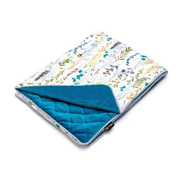 Бяло/синьо  памучно бебешко одеяло 80x100 cm Spring Meadow – T-TOMI