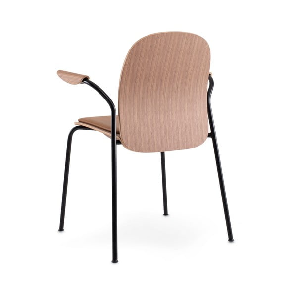 Кафяви/в цвят кафяв коняк трапезни столове в комплект с подлакътници/за подреждане 2 бр. от декор от орех Book – Gazzda-image-4