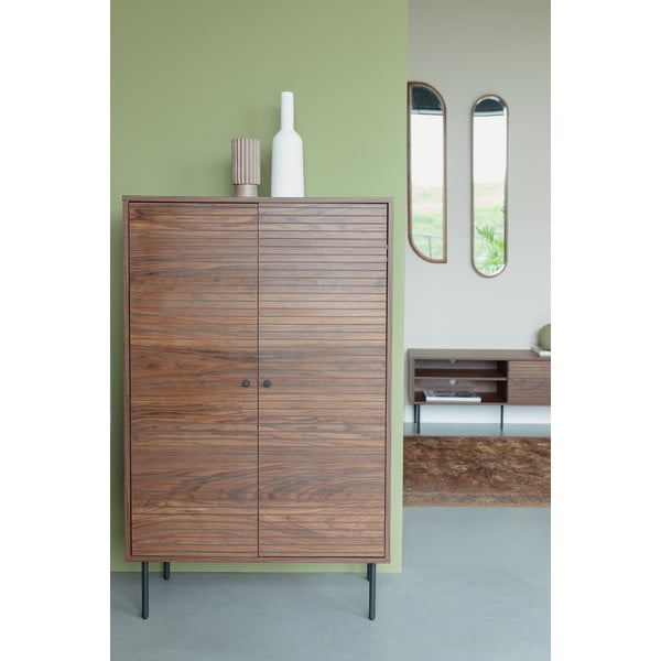 Кафяво шкафче от декор от орех 80x130x40 cm Stripes – White Label-image-1