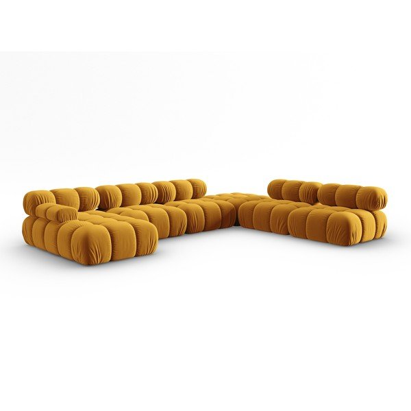 Диван от жълто кадифе 379 cm Bellis - Micadoni Home-image-3