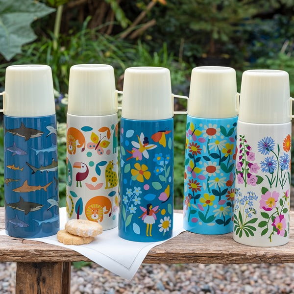 Син/кремав детски термос 350 ml Butterfly Garden – Rex London-image-1