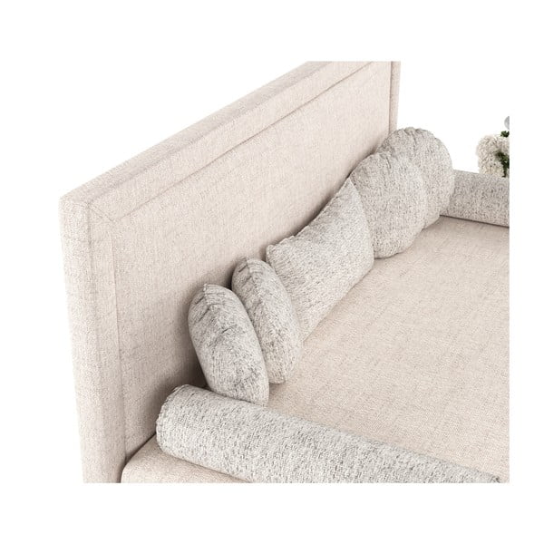 Бежово тапицирано единично легло 80x200 cm Scala – Maison de Rêve-image-1