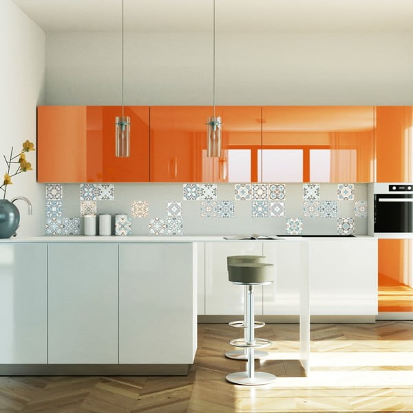 Комплект от 24 декоративни стикера за стена Подводна градина, 10 x 10 cm - Ambiance-image-1