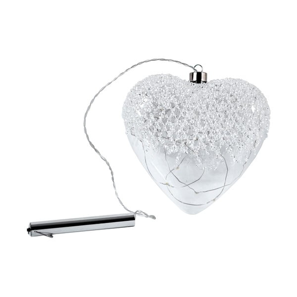 Коледна висяща стъклена украса във формата на сърце с LED осветление Ego decor, височина 22 см - Ego Dekor