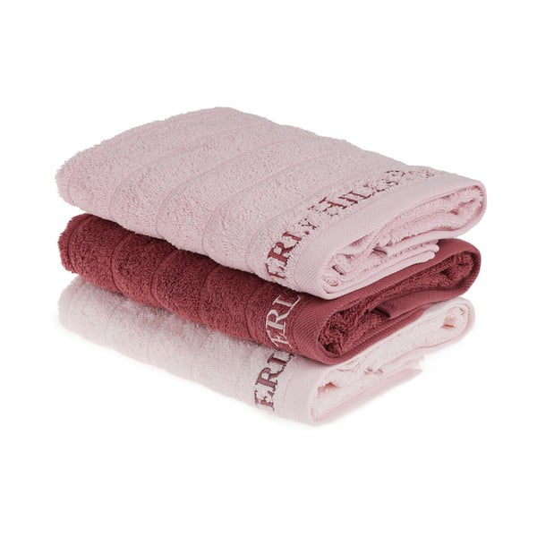 Комплект от 3 розови кърпи за ръце, 90 x 50 cm - Unknown