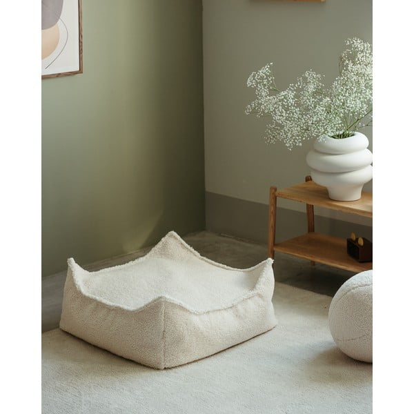 Кремав детски пуф от букле Square – Wigiwama-image-1
