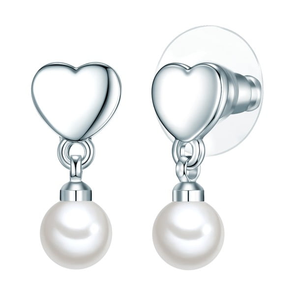 Náušnice s bílou perlou Perldesse Sei, ⌀ 0,6 cm