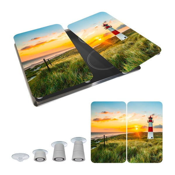 Капаци за печка в комплект от 2 броя от закалено стъкло 52x30 cm Lighthouse - Maximex-image-2