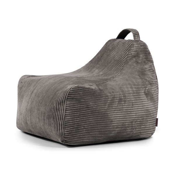 Тъмносив детски пуф от рипсено кадифе Game Amuse – SLOWDOWN