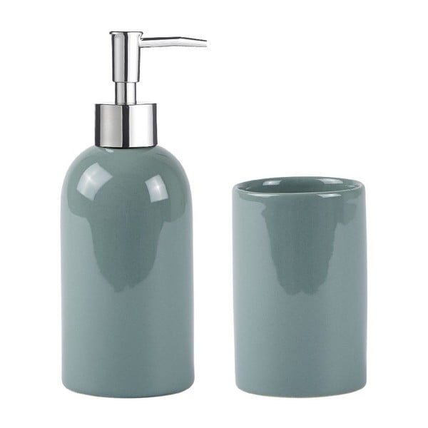 Комплект от тъмнозелен дозатор за сапун и чаша за четка за зъби Galzone - KJ Collection