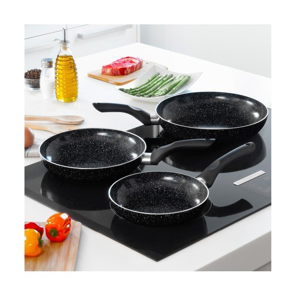 Комплект от 3 черни тигана Stone - InnovaGoods-image-1