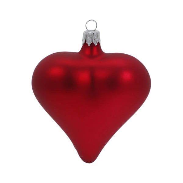 Комплект от 3 червени стъклени коледни орнамента във формата на сърце - Ego Dekor