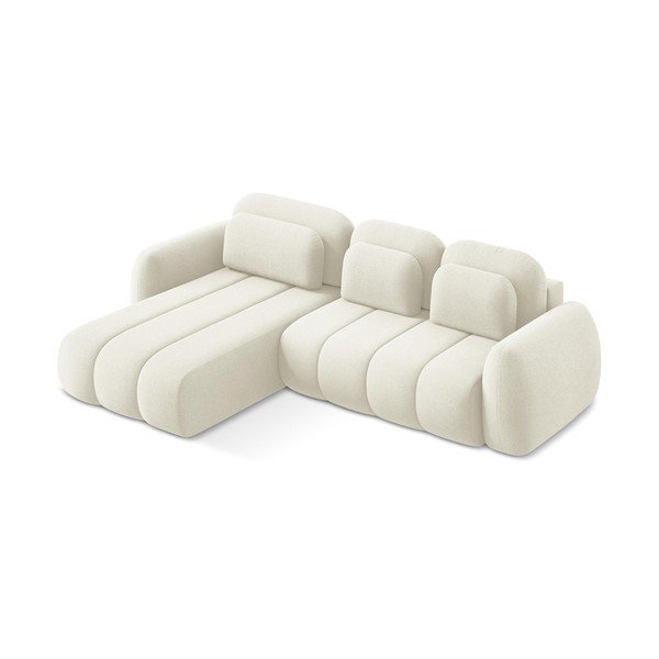 Бежов разтегателен ъглов диван с място за съхранение от букле (ляв ъгъл) Pele – Makamii-image-2