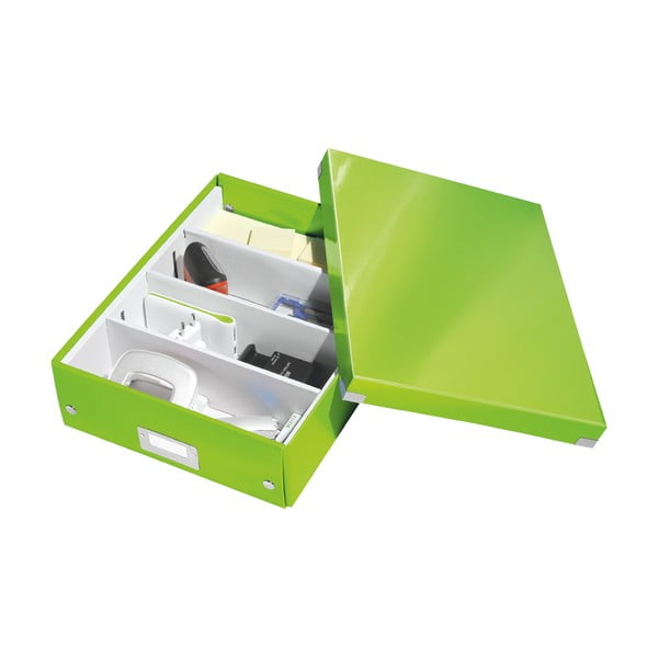 Зелена картонена кутия за съхранение с капак 28x37x10 cm Click&Store – Leitz