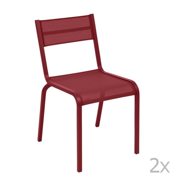 Комплект от 2 червени метални градински стола Oléron - Fermob
