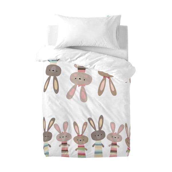 Детско памучно спално бельо Rabbit Family, 100 x 120 cm - Moshi Moshi
