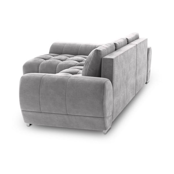 Светлосив ъглов диван с кадифена тапицерия , ляв ъгъл Nuage - Windsor & Co Sofas-image-2