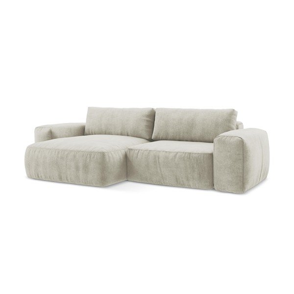 Бежов шенилов сгъваем ъглов диван (ляв ъгъл) Kuki – Makamii-image-2