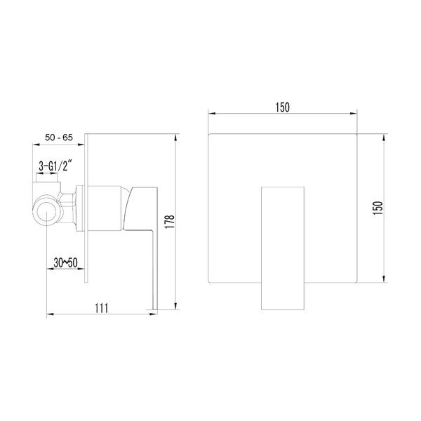 Вградена душ батерия в лъскаво-сребрист цвят (1 изход) Latus – Sapho-image-1