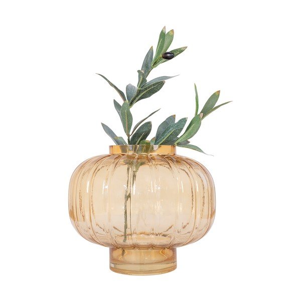 Светложълта ръчно изработена стъклена ваза - House Nordic-image-1