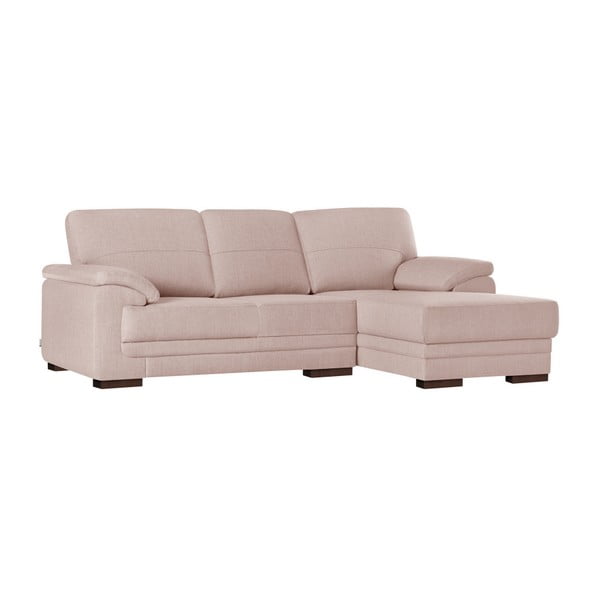 Прахово розов ъглов разтегателен диван с шезлонг Casavola, десен ъгъл - Florenzzi