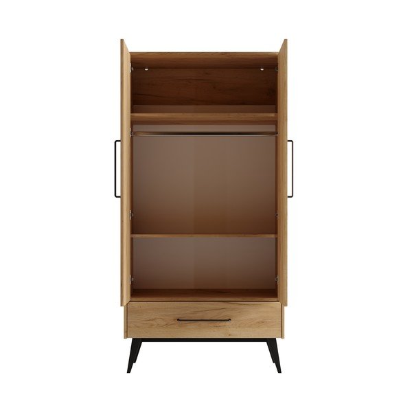 Детски гардероб от декор от бук в естествен цвят 100x200 cm Retro – Pinio-image-4