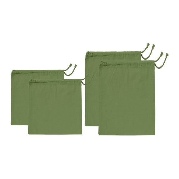 Комплект от 4 зелени торбички за закуски от рециклиран памук Eco - Ladelle