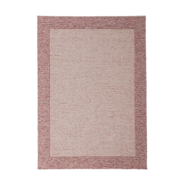 Светлорозов ръчно изработен килим със смес от вълна 120x170 cm Rue – Flair Rugs