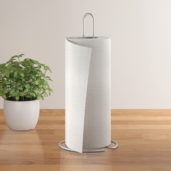 Стоманена стойка за кухненска хартия в блестящо сребрист цвят ø 14 cm Luxy – Metaltex-image-1