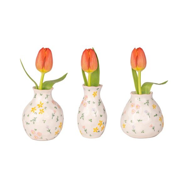 Кремави глинени вази в комплект 3 бр. (височина 10 cm) Ditsy Floral – Sass & Belle-image-3