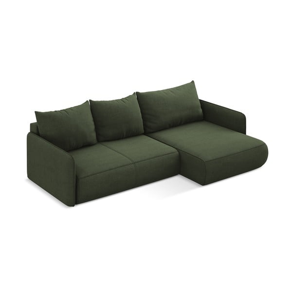 Зелен разтегателен ъглов диван с място за съхранение (десен ъгъл) Nanea – Makamii-image-4