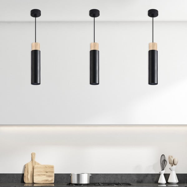 Черно висящо осветително тяло с метален абажур Claro – Candellux Lighting-image-1