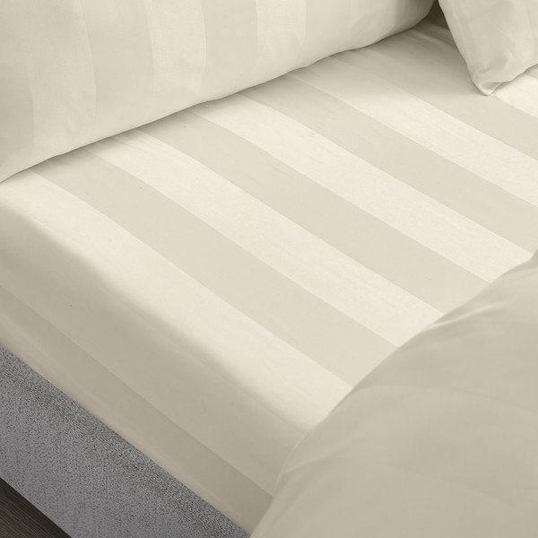 Кремав еластичен сатенен чаршаф 90x190 cm So Soft Satin Stripe – Catherine Lansfield-image-1