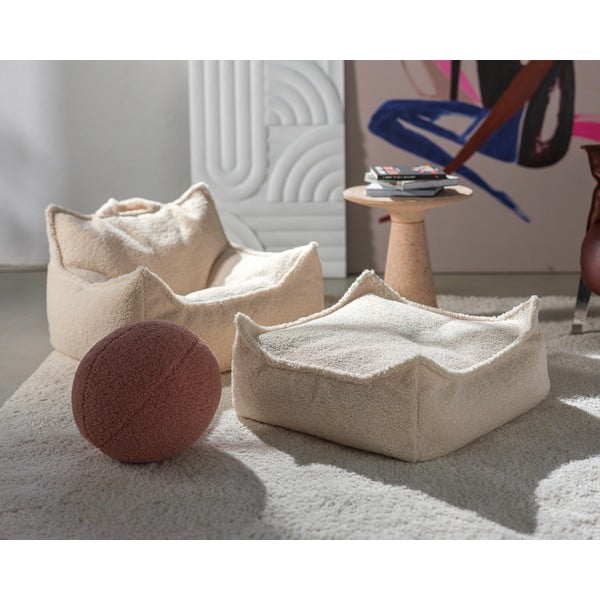 Кремав детски пуф от букле Square – Wigiwama-image-3