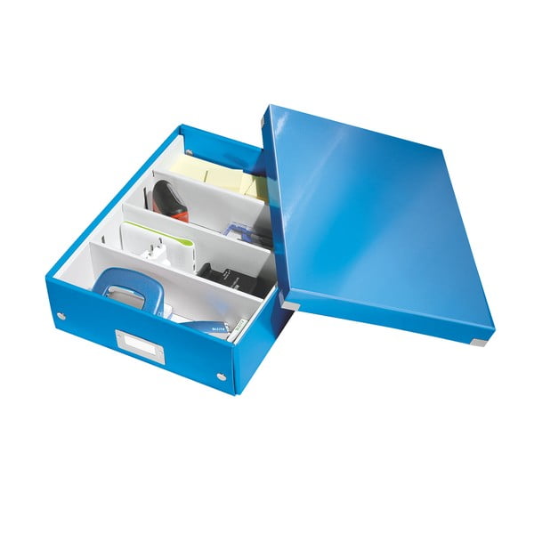 Синя картонена кутия за съхранение с капак 28x37x10 cm Click&Store – Leitz