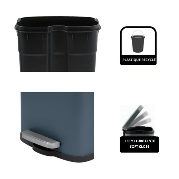 Стоманено кошче за боклук с педал в петролен цвят 5 l   Akira – Spirella-image-2