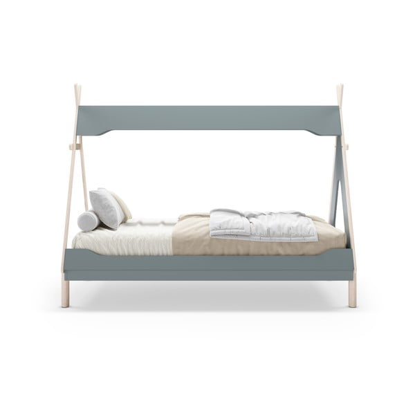 Детско легло тип къща от масивен бор в петролен цвят 90x190 cm Nora – Marckeric-image-4